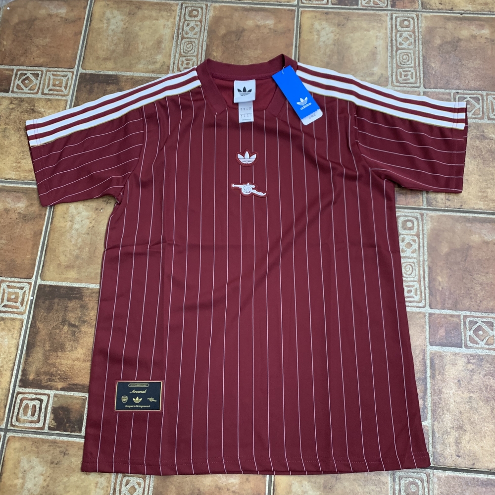 adidas Men's Maroon Pinstripe Jersey with White Stripes